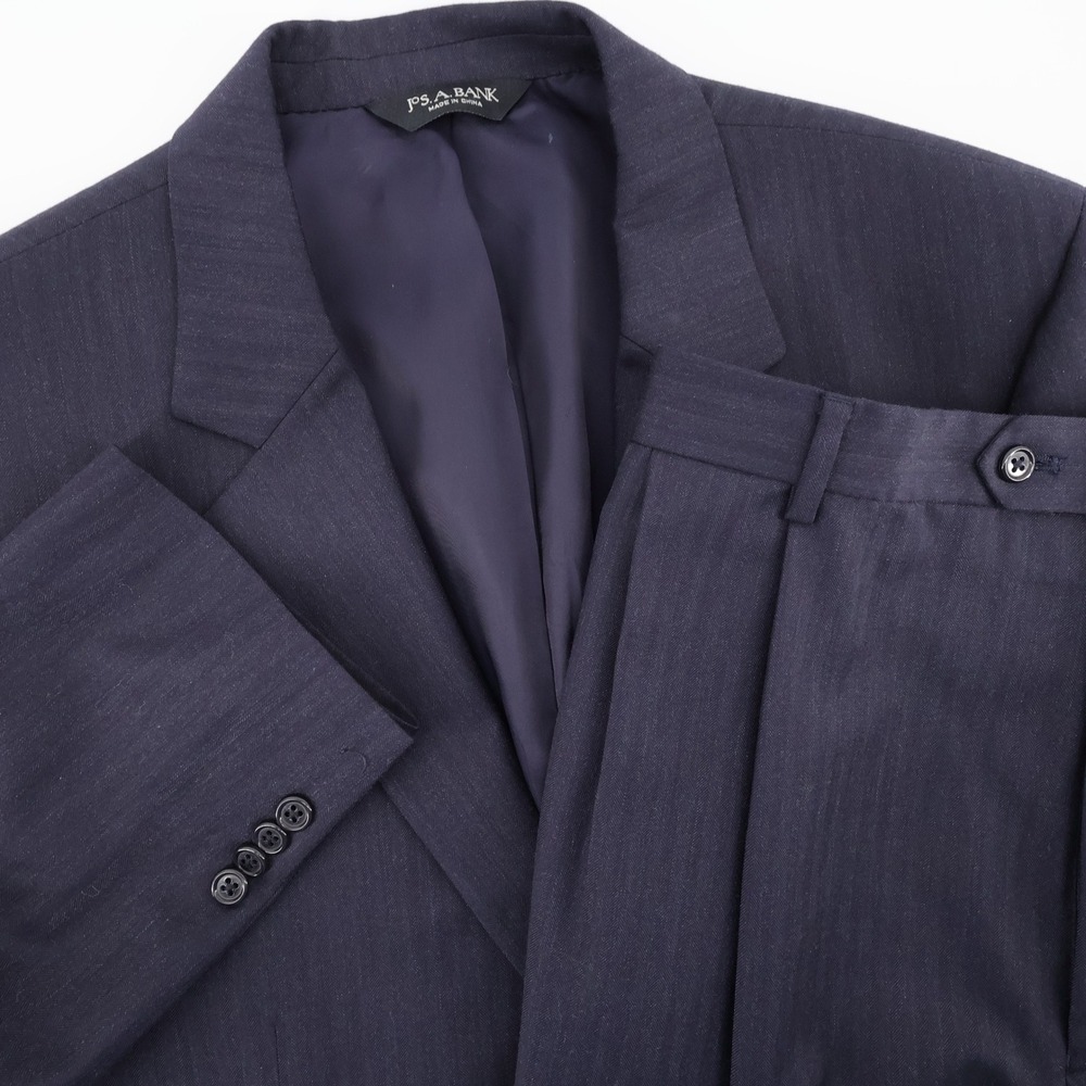 Jos. A. Bank Signature Collection Pinstripe Wool Suit Navy Blue Mens 44L 36x31